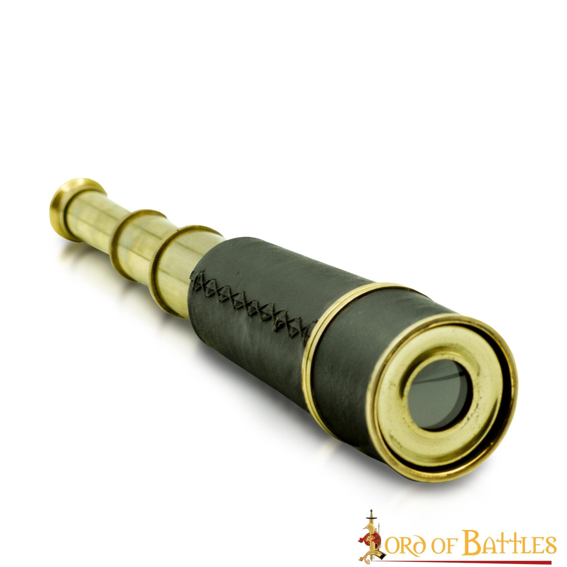 Catalejo Pirata Telescopio de Latón con Estuche de Cuero - Acabado Antiguo Réplica Funcional - Imagen 2