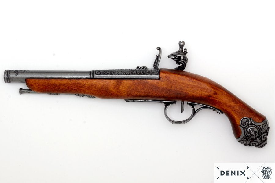 Imagen de PISTOLA DE CHISPA, SIGLO XVIII 1077G,Réplica no funcional parte de nuestra colección en Espadas y más, sitio oficial.