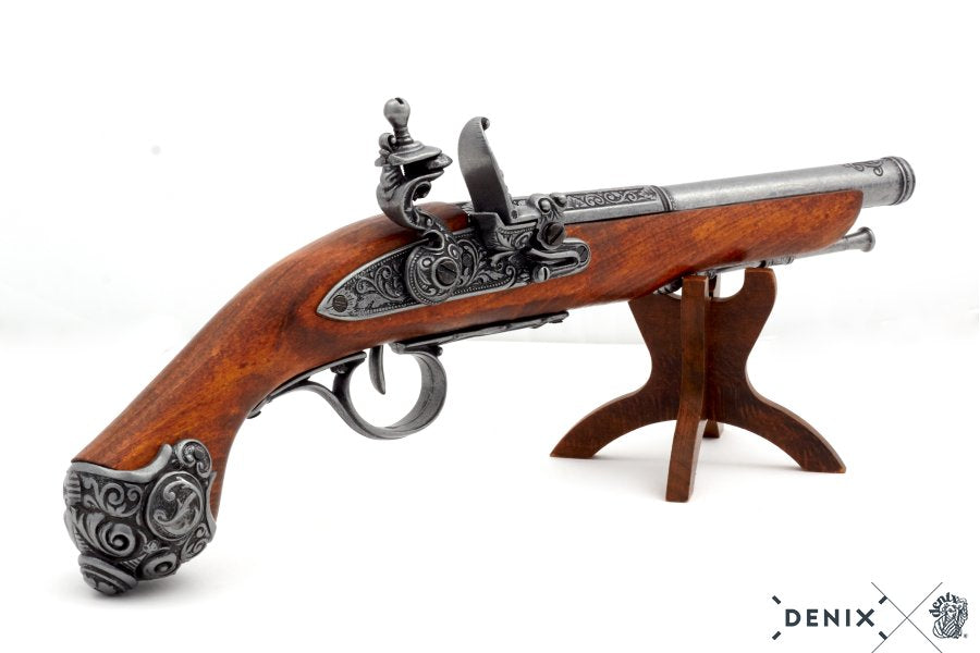 Imagen de PISTOLA DE CHISPA, SIGLO XVIII 1077G,Réplica no funcional parte de nuestra colección en Espadas y más, sitio oficial.