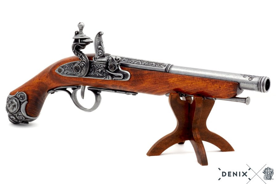 Imagen de PISTOLA DE CHISPA, SIGLO XVIII 1077G,Réplica no funcional parte de nuestra colección en Espadas y más, sitio oficial.