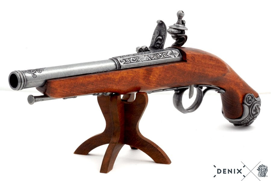 Imagen de PISTOLA DE CHISPA, SIGLO XVIII 1077G,Réplica no funcional parte de nuestra colección en Espadas y más, sitio oficial.