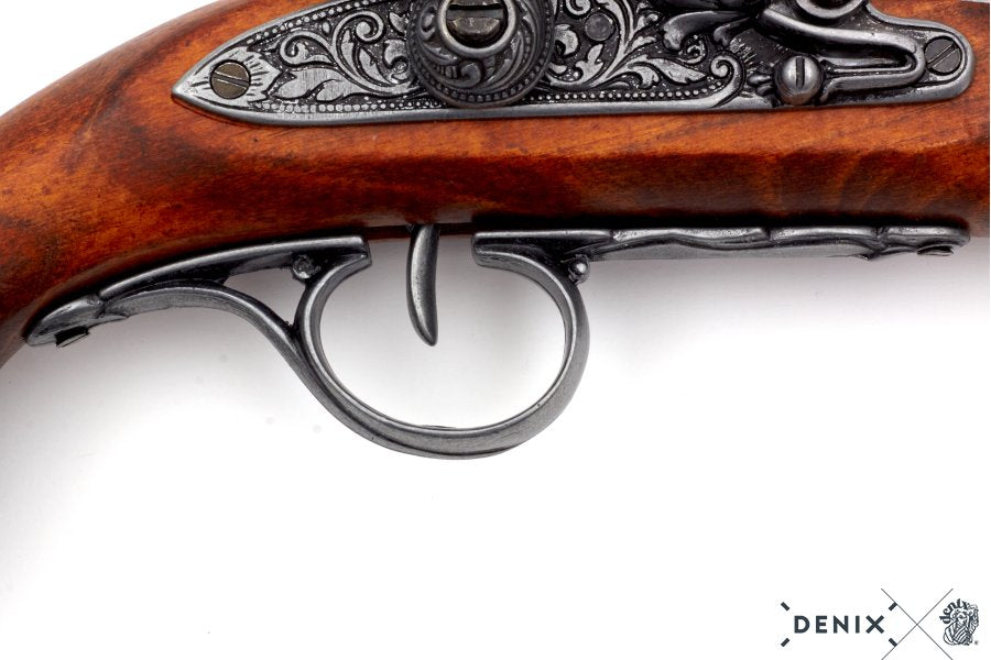 Imagen de PISTOLA DE CHISPA, SIGLO XVIII 1077G,Réplica no funcional parte de nuestra colección en Espadas y más, sitio oficial.