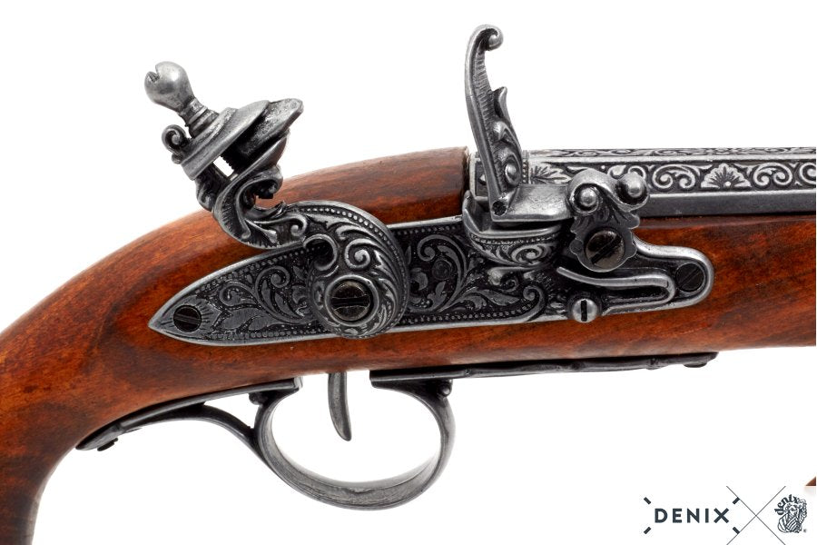 Imagen de PISTOLA DE CHISPA, SIGLO XVIII 1077G,Réplica no funcional parte de nuestra colección en Espadas y más, sitio oficial.