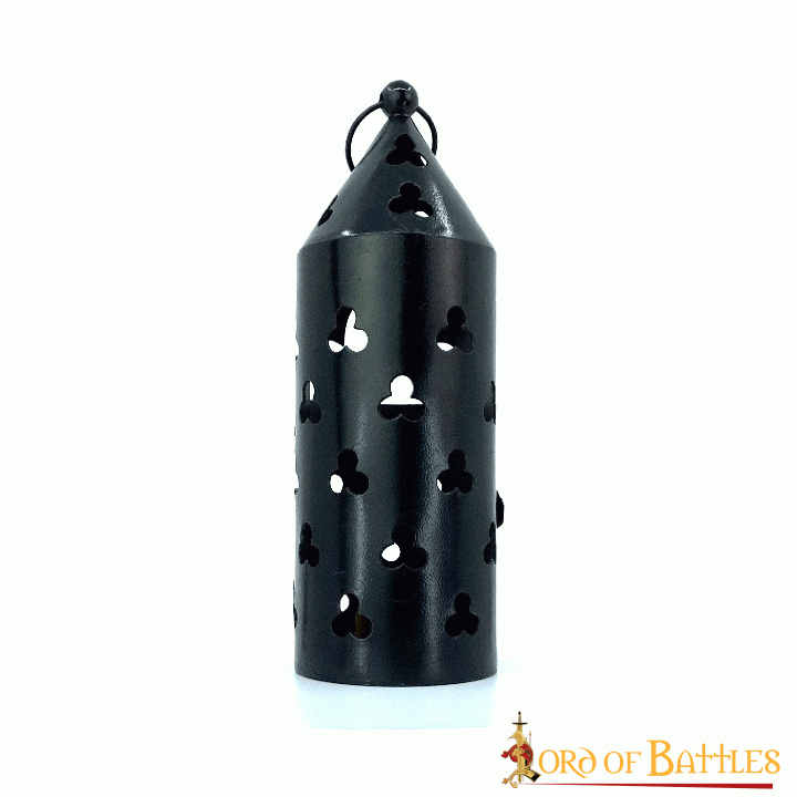 Farol Medieval de Hierro para Velas con Recortes de Trébol y Asa Anular - Imagen 18