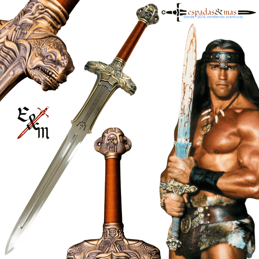 Espada Atlantean de Conan el Bárbaro con detalles en la hoja y el pomo como los del modelo de la película. Vendida por Espadas y más