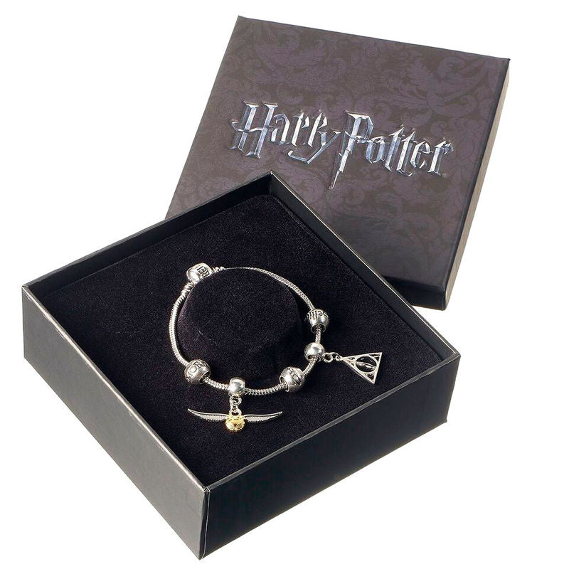 Imagen 1 - Pulsera Plateada Charms Deathly Hallows Snitch 3 Spellbeads Harry Potter