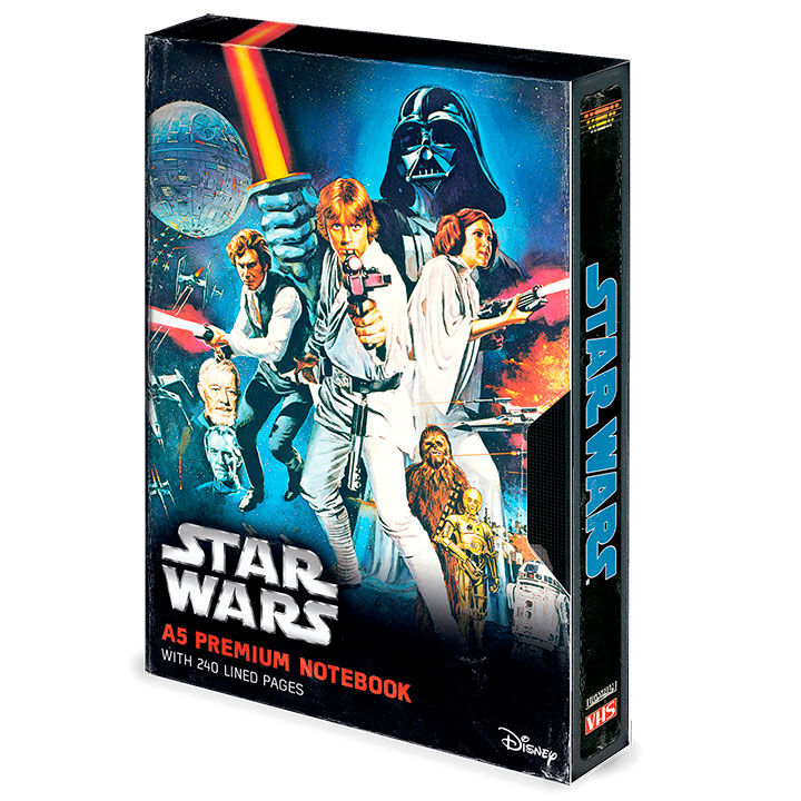 Imagen de Cuaderno A5 Premium Vhs Star Wars parte de nuestra colección en Espadas y más, sitio oficial.