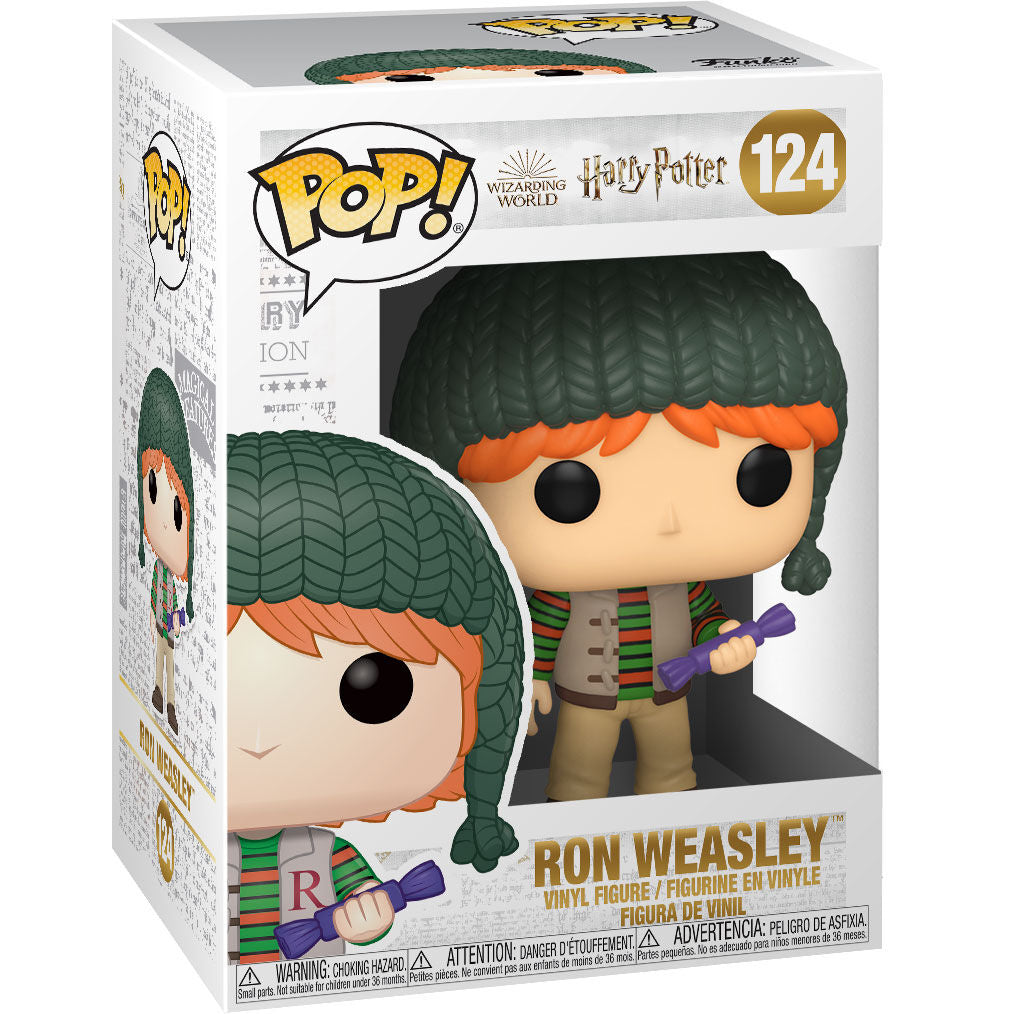 Imagen de Figura Pop Harry Potter Holiday Ron Weasley parte de nuestra colección en Espadas y más, sitio oficial.