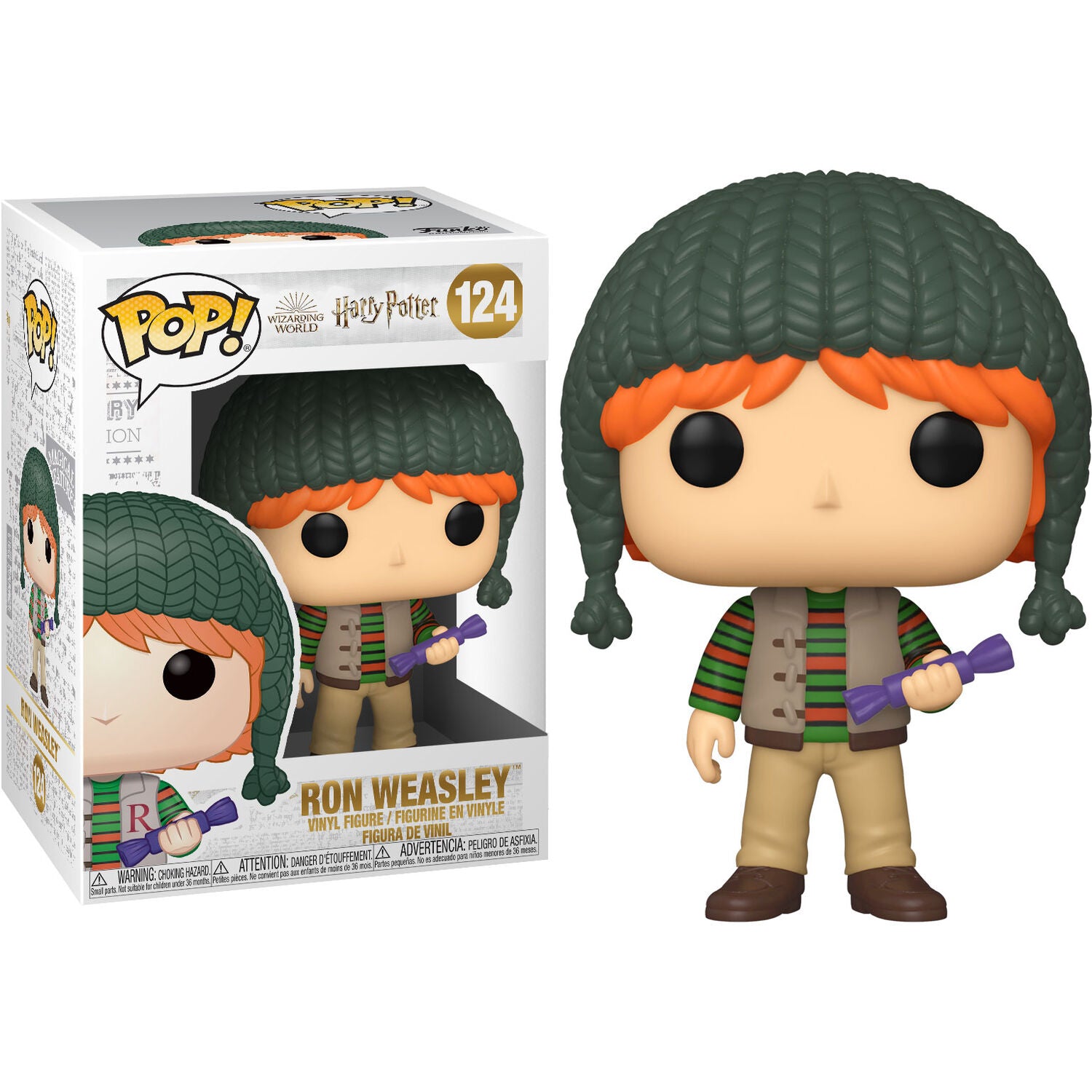 Imagen de Figura Pop Harry Potter Holiday Ron Weasley parte de nuestra colección en Espadas y más, sitio oficial.