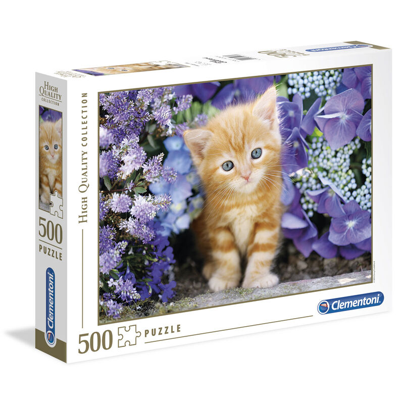 Imagen 2 - Puzzle Gato Rubio Con Flores 500Pzs