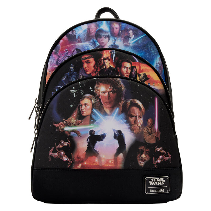 Imagen de Mochila Trilogia De Precuelas Star Wars Loungefly 34Cm parte de nuestra colección en Espadas y más, sitio oficial.