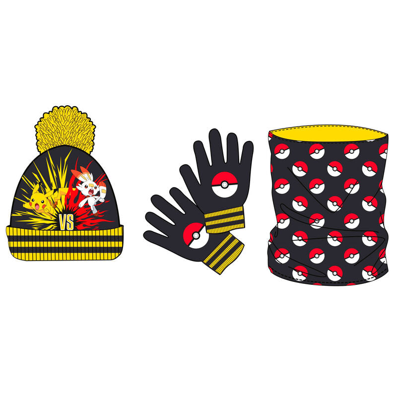 Imagen de Set Gorro Braga Cuello Y Guantes Pokemon parte de nuestra colección en Espadas y más, sitio oficial.