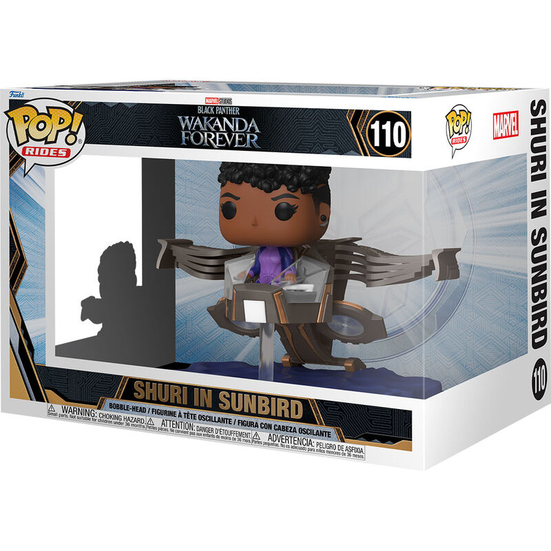 Imagen de Figura Pop Black Panther Wakanda Forever Shuri In Sunbird parte de nuestra colección en Espadas y más, sitio oficial.