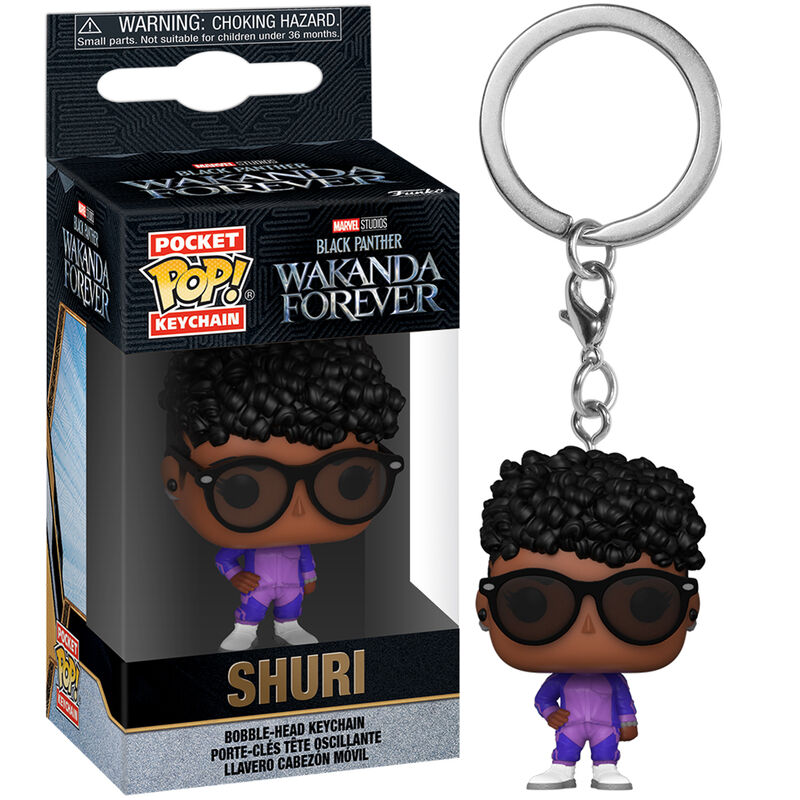 Imagen de Llavero Pocket Pop Marvel Black Panther Wakanda Forever Shuri parte de nuestra colección en Espadas y más, sitio oficial.