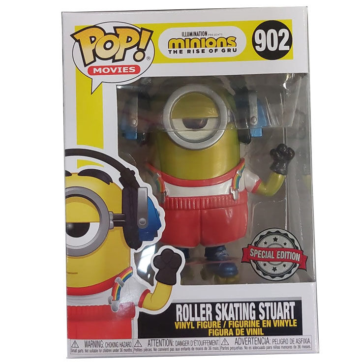 Imagen 2 - Set Figura Pop & Tee Minions Roller Skating Stuart Metallic Exclusive