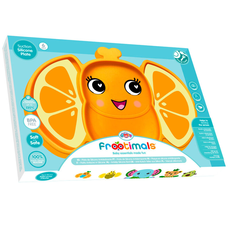 Imagen de Plato Silicona Antideslizante Orangiefly Frootimals parte de nuestra colección en Espadas y más, sitio oficial.