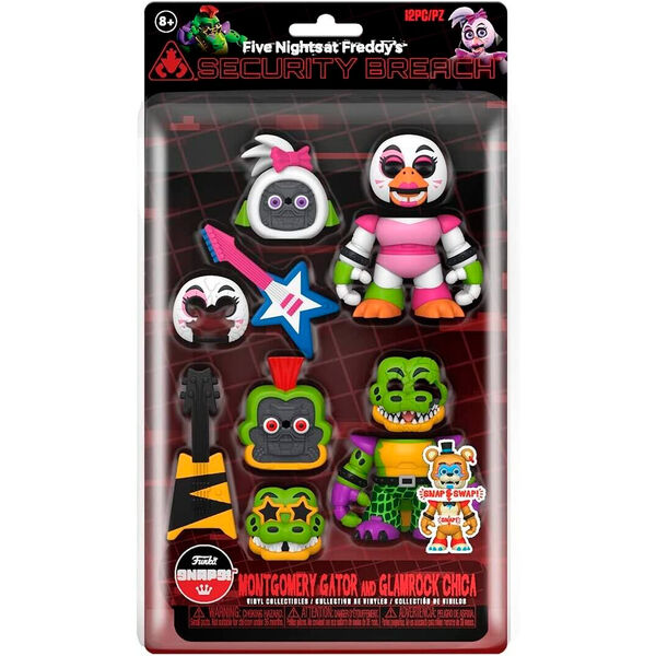 Imagen 1 - Blister 2 Figuras Snaps! Five Night At Freddys Montgomery Gator And Glamrock Chica