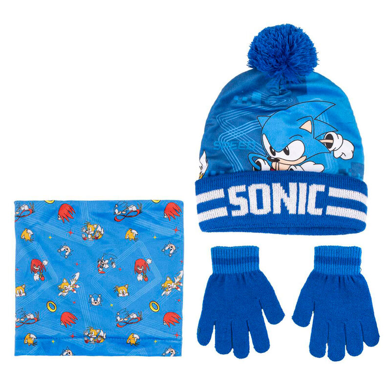 Imagen de Conjunto Gorro Guantes Braga Cuello Sonic The Hedgehog parte de nuestra colección en Espadas y más, sitio oficial.