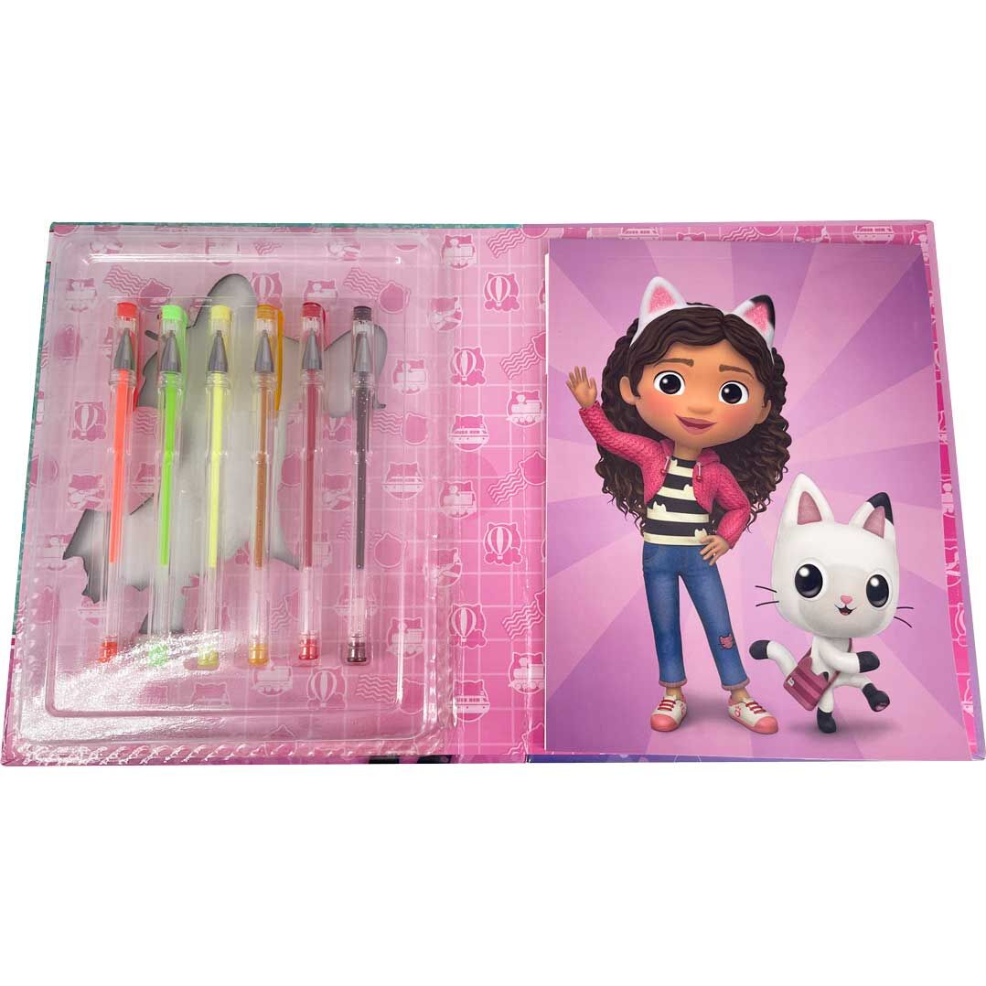 Imagen de Blister Cuaderno + 6 Boligrafos Gel La Casa De Muñecas De Gabby parte de nuestra colección en Espadas y más, sitio oficial.
