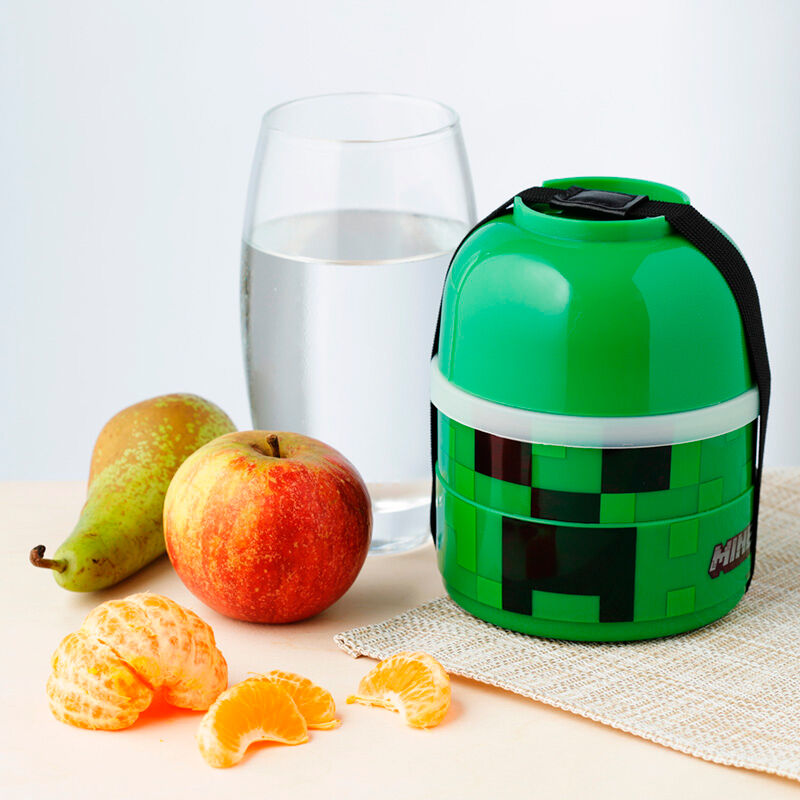 Imagen de Fiambrera Creeper Minecraft Triple parte de nuestra colección en Espadas y más, sitio oficial.