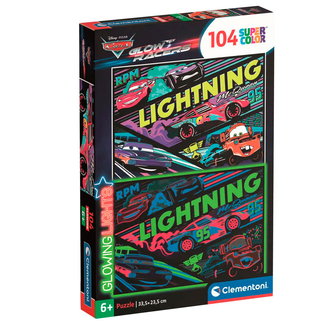Imagen de Puzzle Glowing Cars Disney 104Pzs parte de nuestra colección en Espadas y más, sitio oficial.