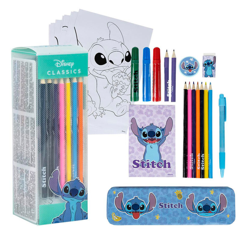 Imagen de Set Papeleria Coloreable Stitch Disney parte de nuestra colección en Espadas y más, sitio oficial.