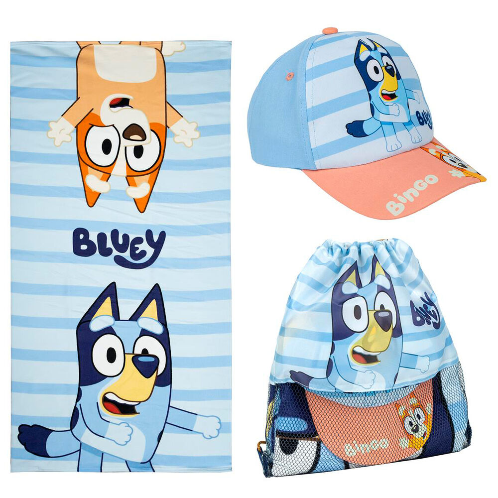 Imagen de Set Toalla + Saco + Gorra Bluey parte de nuestra colección en Espadas y más, sitio oficial.