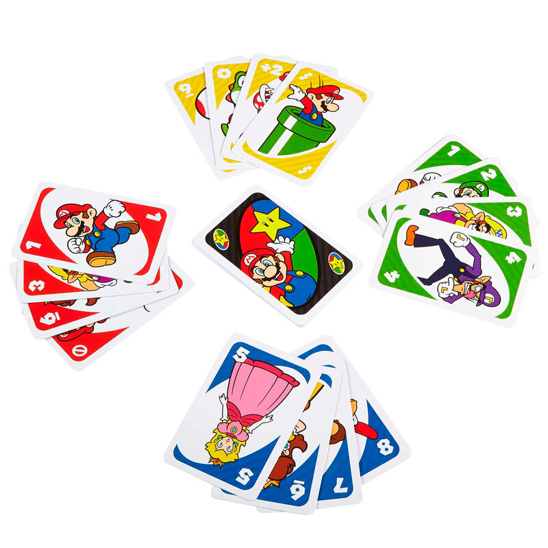 Imagen de Juego Cartas Uno Super Mario Bros parte de nuestra colección en Espadas y más, sitio oficial.