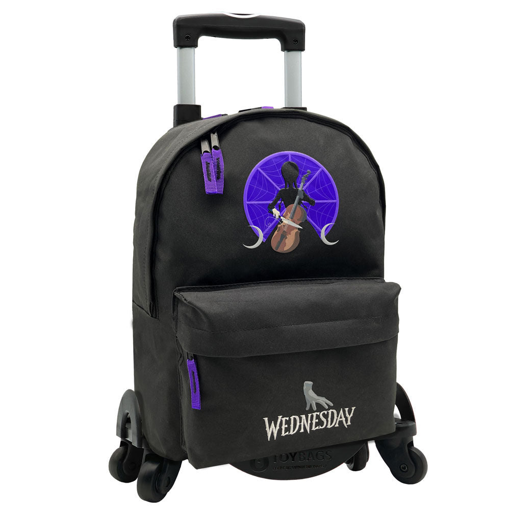 Imagen de Mochila Miercoles Addams + Carro Toybags Miercoles 43Cm parte de nuestra colección en Espadas y más, sitio oficial.
