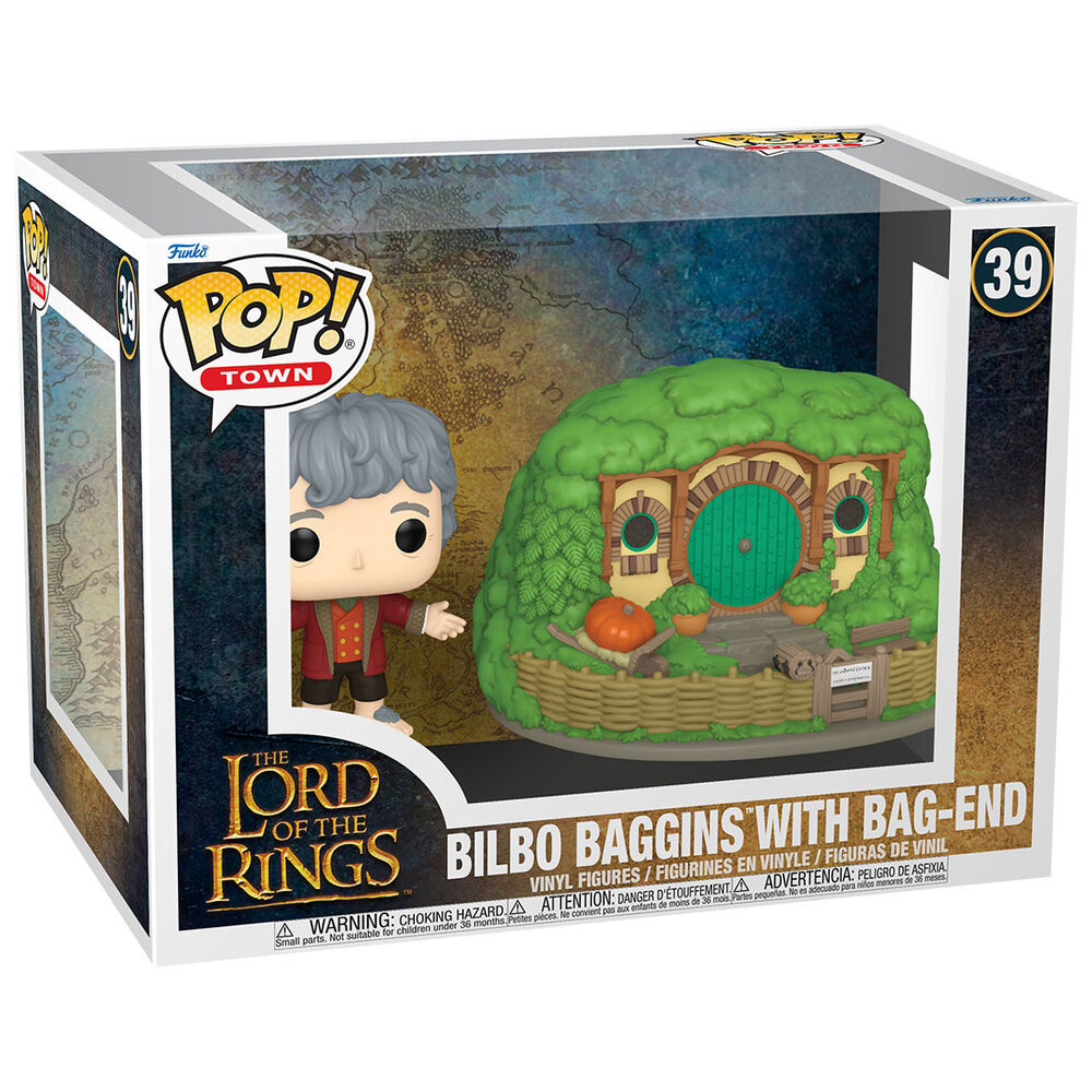 Imagen de Figura Pop Town El Señor De Los Anillos Bilbo Baggins With Bag-end parte de nuestra colección en Espadas y más, sitio oficial.