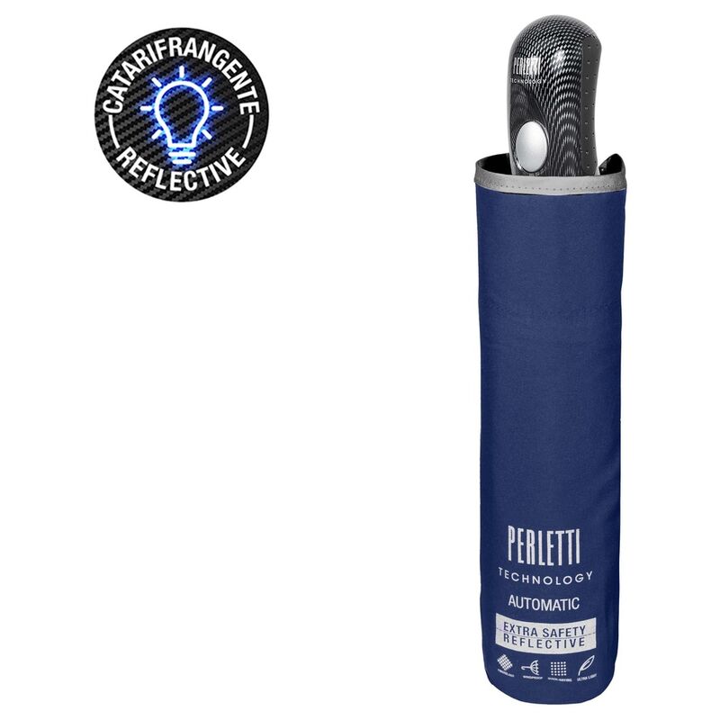 Imagen 1 - Paraguas Plegable Automatico Azul Reflectante 56Cm