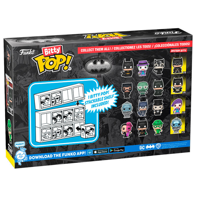 Imagen de Blister 4 Figuras Bitty Pop Dc Comics Batman 85Th Anniversary Batman parte de nuestra colección en Espadas y más, sitio oficial.