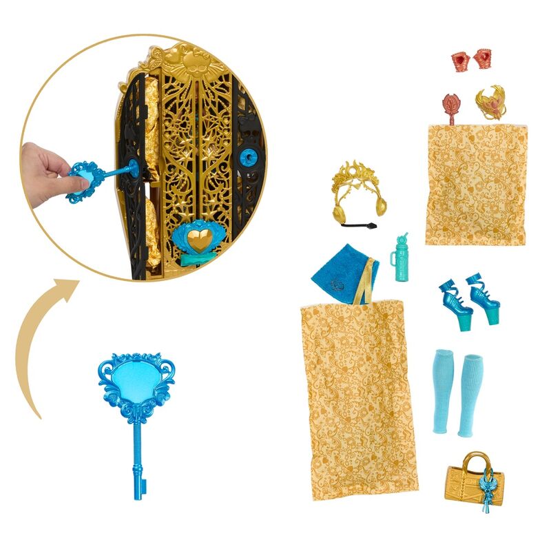 Imagen de Muñeca Cleo De Nile + Armario Monster High Skulltime Secrets parte de nuestra colección en Espadas y más, sitio oficial.