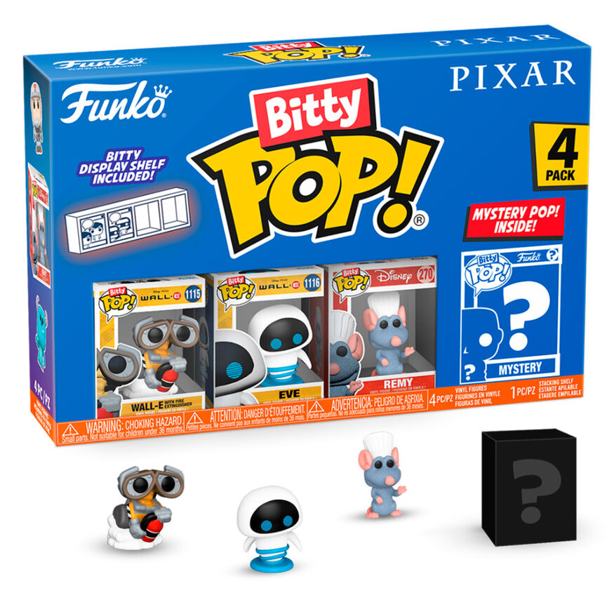 Imagen 2 - Blister 4 Figuras Bitty Pop Disney Pixar Wall-e
