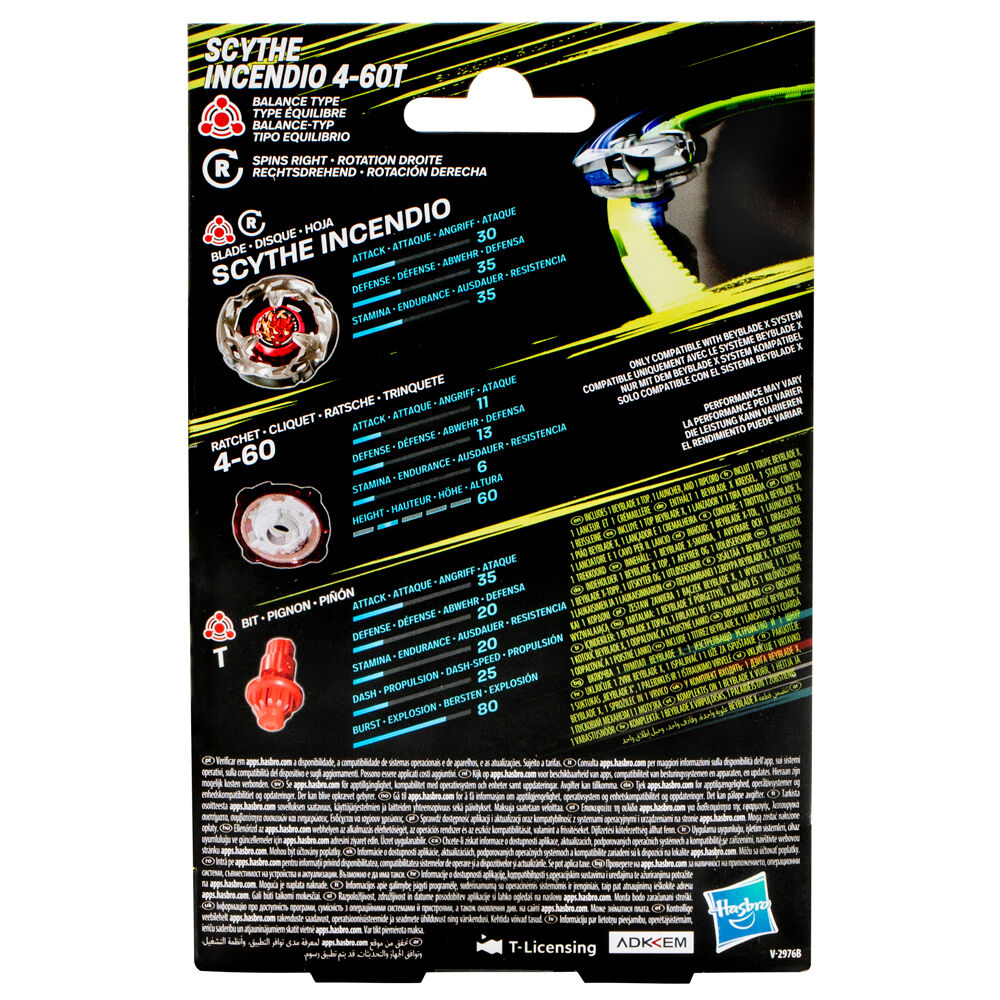 Imagen de Juego Scythe Incendio 4-60T Beybladex parte de nuestra colección en Espadas y más, sitio oficial.