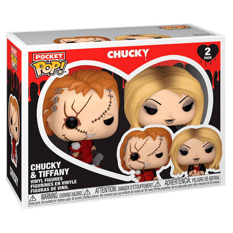 Imagen de Blister 2 Figuras Pocket Pop Chucky & Tiffany Valentine parte de nuestra colección en Espadas y más, sitio oficial.