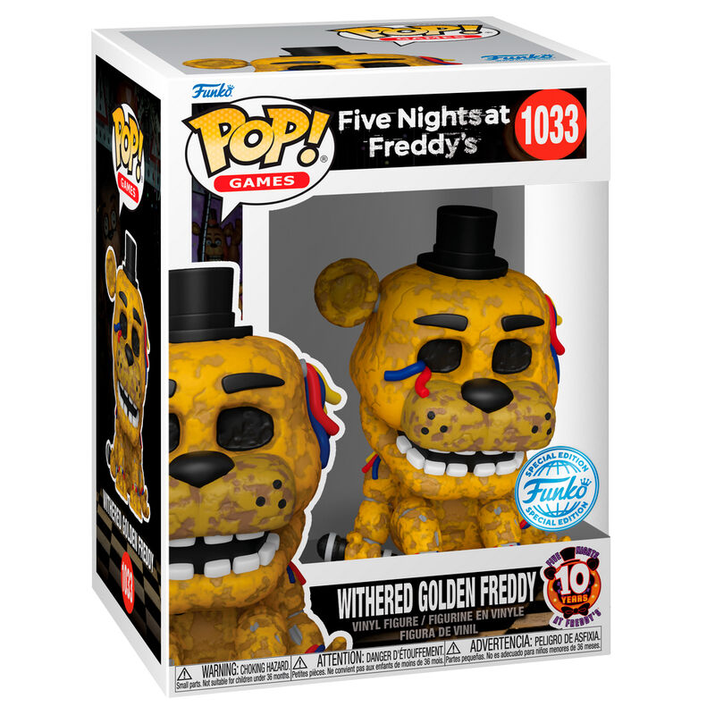 Imagen de Figura Pop Five Night At Freddys Withered Golden Freddy Exclusive parte de nuestra colección en Espadas y más, sitio oficial.