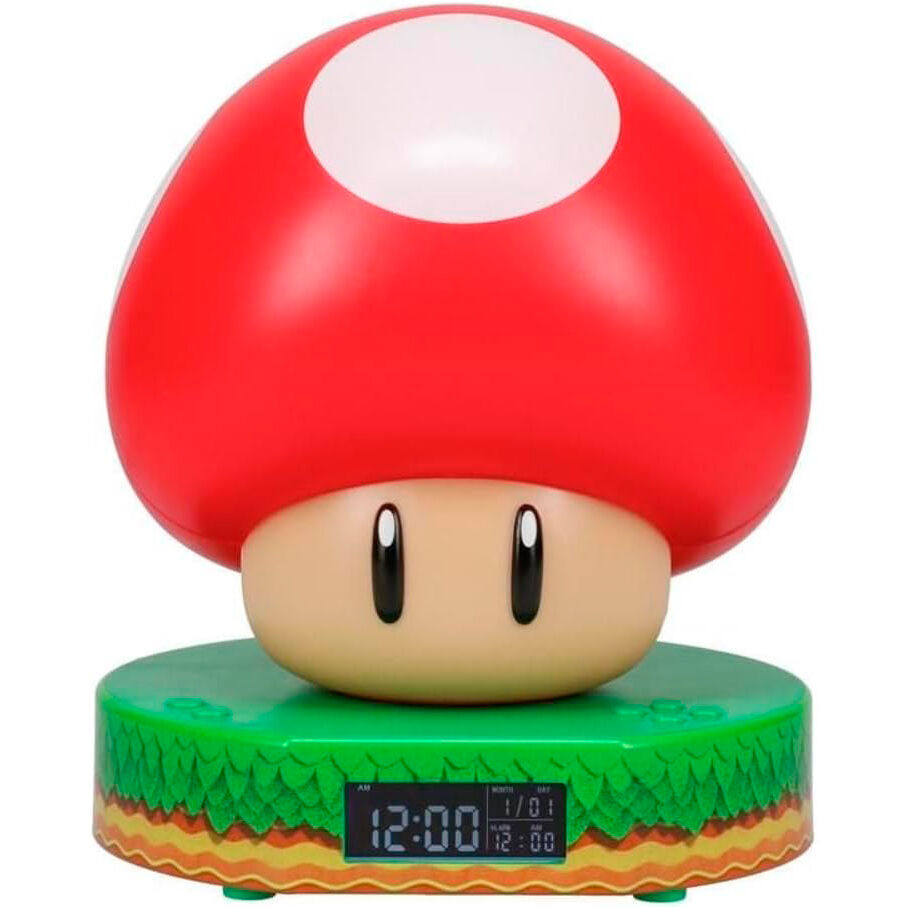 Imagen de Reloj Despertador Mushroom Super Mario Bros parte de nuestra colección en Espadas y más, sitio oficial.