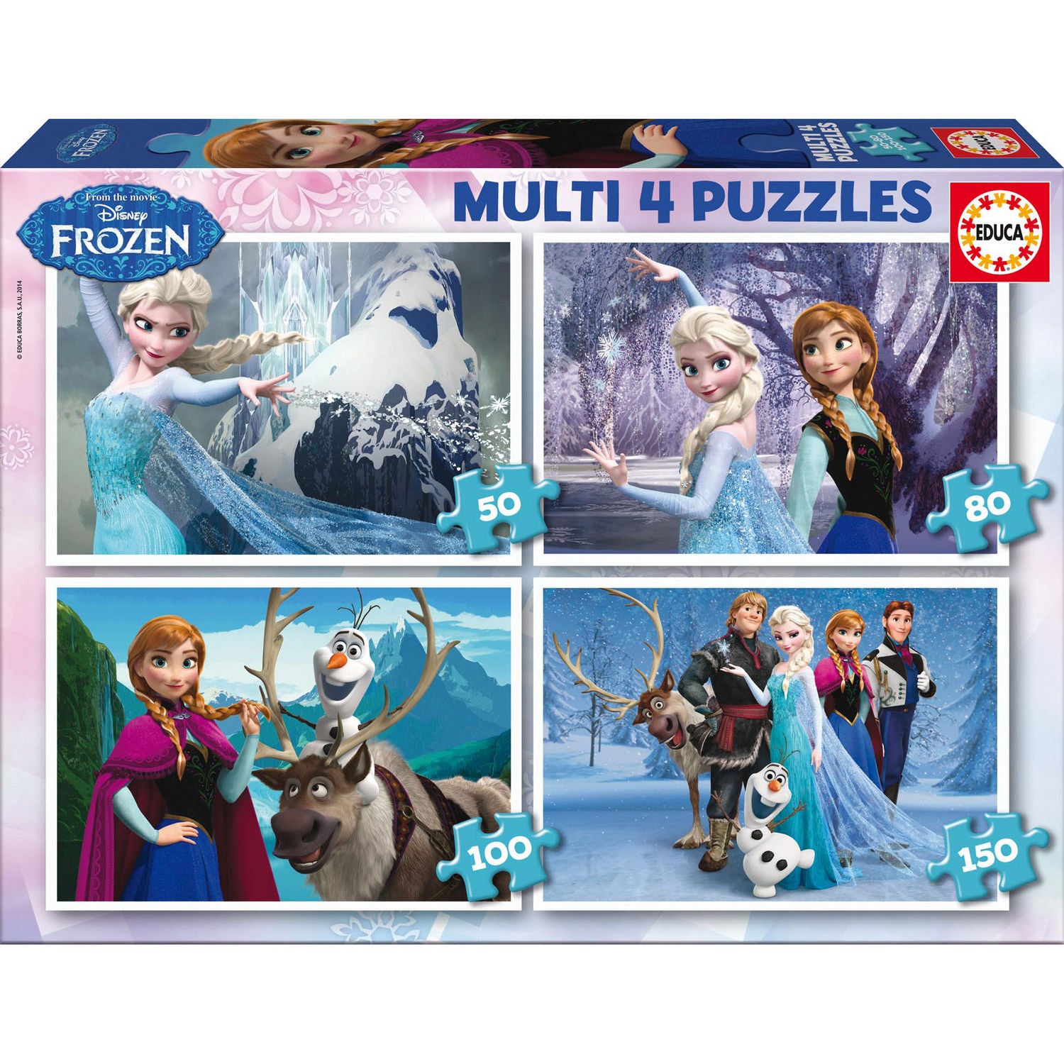 Imagen de Puzzle Multi Frozen Disney 50-80-100-150Pzs parte de nuestra colección en Espadas y más, sitio oficial.