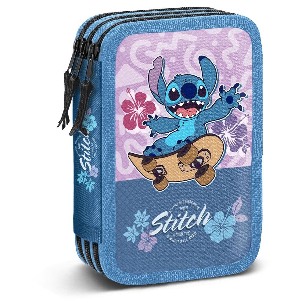 Imagen de Plumier Skate Stitch Disney Triple parte de nuestra colección en Espadas y más, sitio oficial.