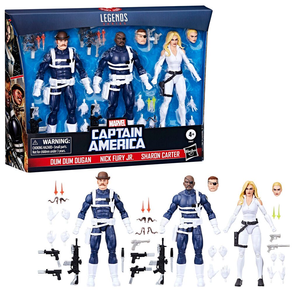 Imagen 3 - Blister 3 Figuras Dum Dum Dugan Nick Fury Jr Sharon Carter Capitan America Marvel Legends Series