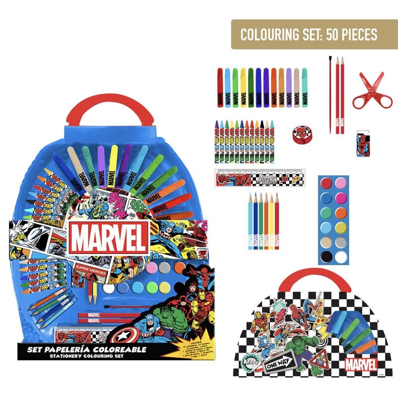 Imagen de Set Papeleria Los Vengadores Avengers Marvel 50Pzs parte de nuestra colección en Espadas y más, sitio oficial.