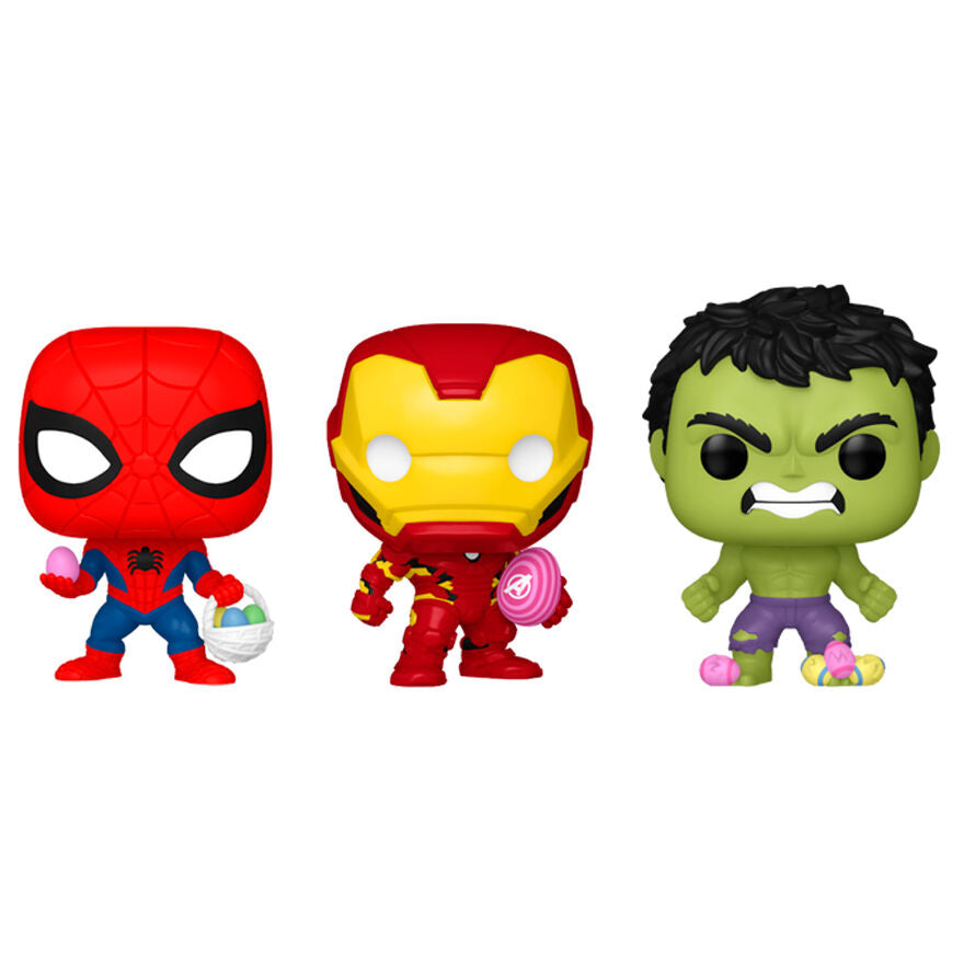 Imagen de Blister 3 Figuras Pocket Pop Marvel Spiderman Hulk Iron Man parte de nuestra colección en Espadas y más, sitio oficial.