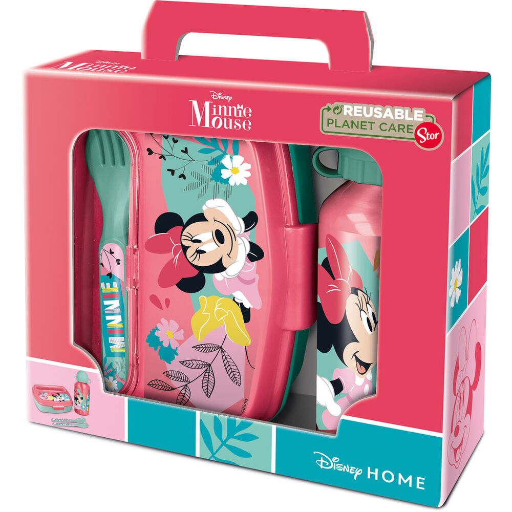 Imagen 1 de Set Sandwichera Cubiertos + Botella Aluminio Minnie Disney 400Ml
