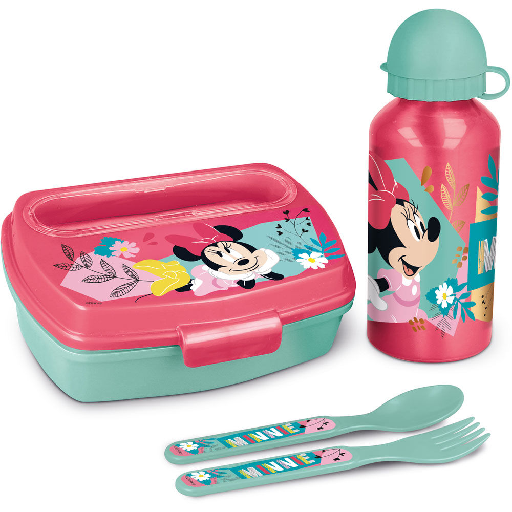 Imagen 2 de Set Sandwichera Cubiertos + Botella Aluminio Minnie Disney 400Ml