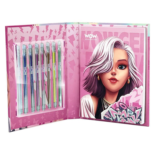 Imagen 2 de Cuaderno Para Colorear + 8 Boligrafos De Gel Metalicos Wow Generation