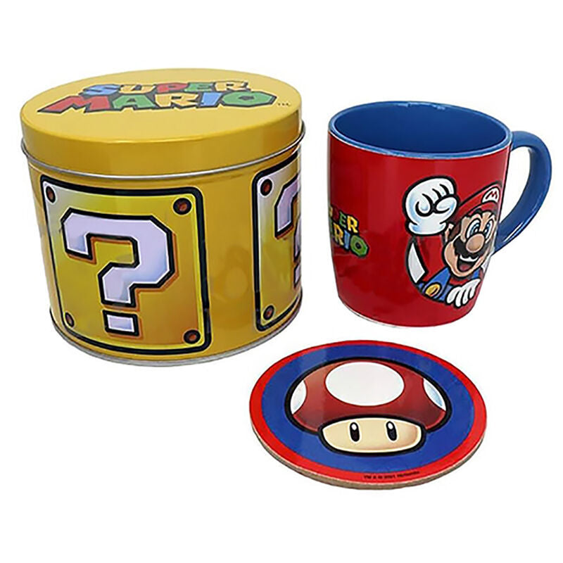 Imagen de Set Taza Y Posavasos Golden Super Mario Bros parte de nuestra colección en Espadas y más, sitio oficial.