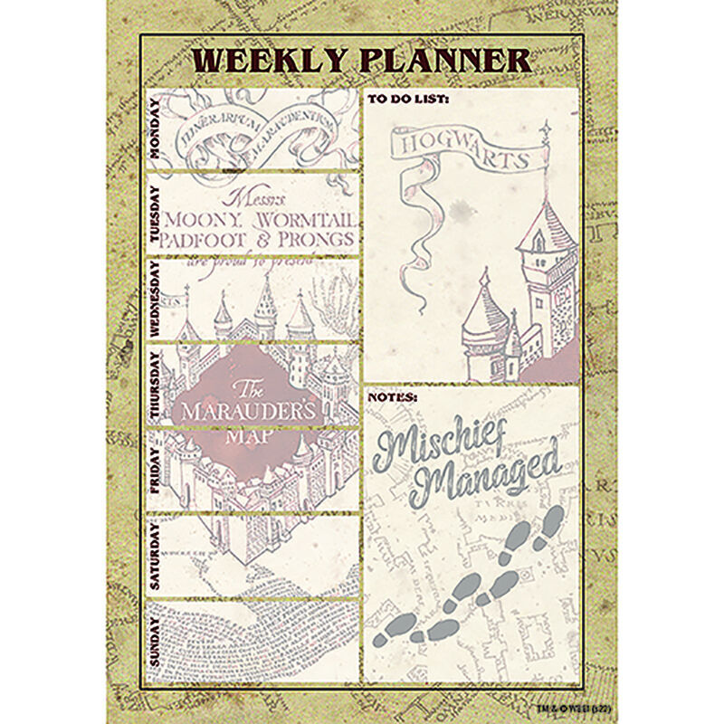 Imagen de Planificador Semanal A5 Mapa Merodeador Harry Potter parte de nuestra colección en Espadas y más, sitio oficial.