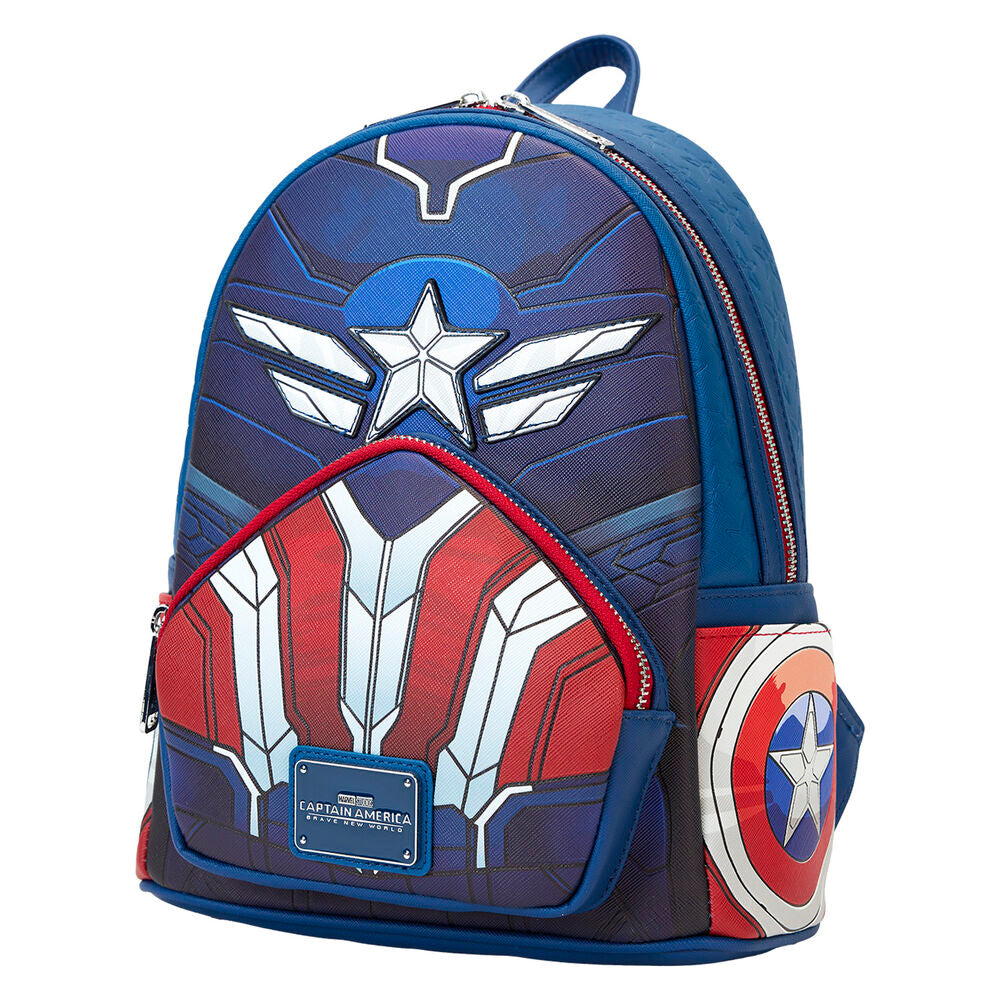 Imagen de Mochila Brave New World Capitan America Marvel Loungefly parte de nuestra colección en Espadas y más, sitio oficial.
