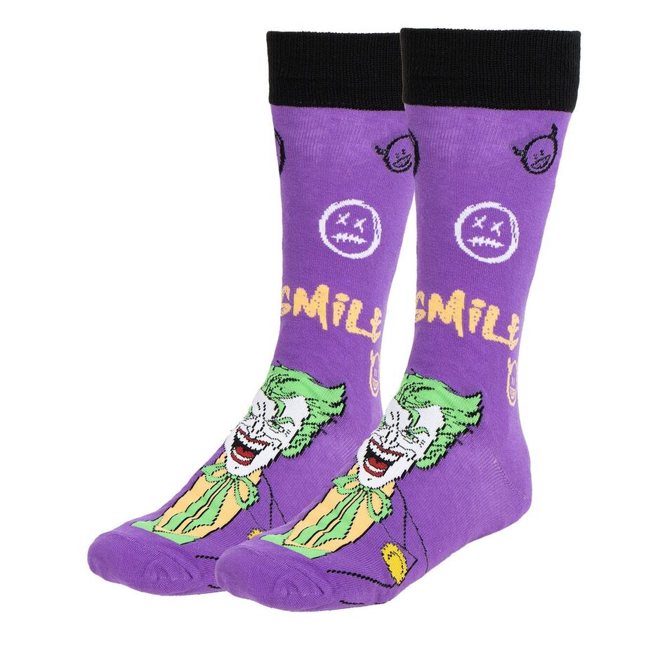 Imagen de Set 3 Calcetines Joker Dc Comics Adulto parte de nuestra colección en Espadas y más, sitio oficial.